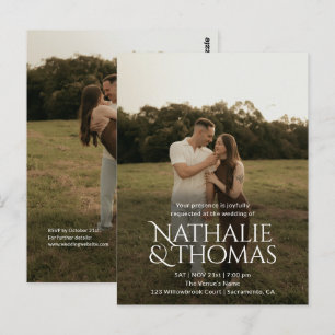 Cartão Postal Casamento Simples Vintage Chique 2 Código QR de Fo