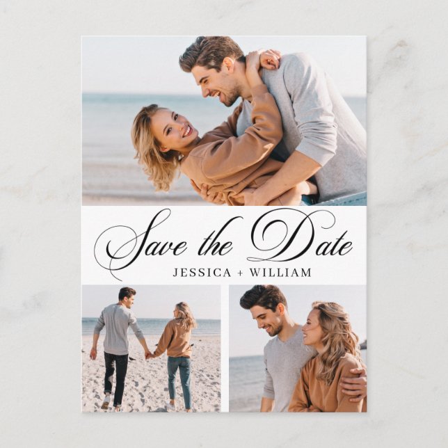 Cartão Postal Casamento Simplesmente Elegante Salve a Foto Data  (Frente)