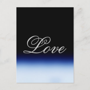 Cartão Postal Casamento sofisticado de Amor Negro Azul
