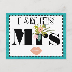 Cartão Postal Casamento tema damasco de Chartreuse Turquoise Mod