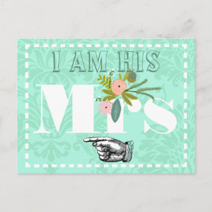Cartão Postal Casamento tema damasco Moderno