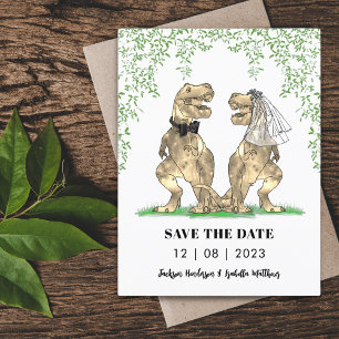 Cartão Postal Casamento Temático de Dinossauro Salvar a Data