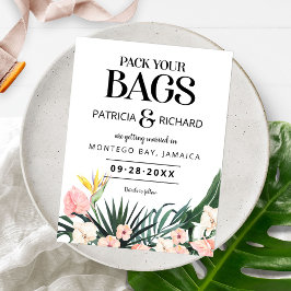 Cartão Postal Casamento Tropical De Destino Salvar A Data