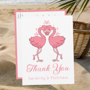 Cartão Postal Casamento Tropical de Praia Rosa Flamengo Obrigado