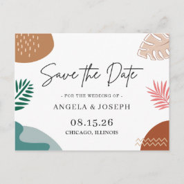 Cartão Postal Casamento tropical do Abstrato moderno Salve a dat
