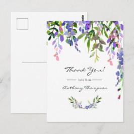 Cartão Postal Casamento Ultra Violeta em Aquarela Floral