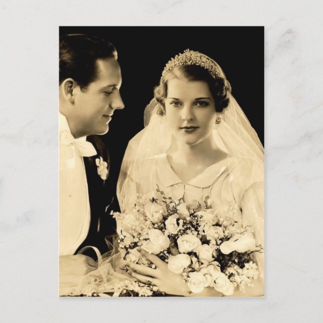 Cartão Postal Casamento vintage Bride e Groom (Frente)