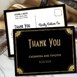 Cartão Postal Casamento vintage de Deco de Arte Dourada Chic - O