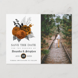 Cartão Postal Casamento Vintage Gótico Salve a Data Foto