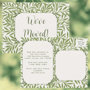 Cartão Postal Casamento Vintage, Padrão de Folhas de Salgueiro V