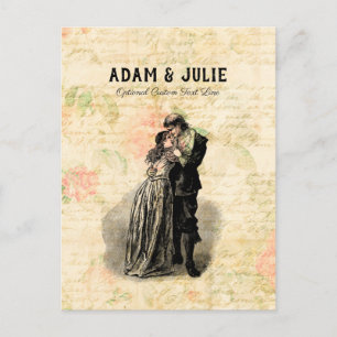 Cartão Postal Casamento vintage Personalizável Antigo Casal Movi