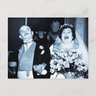 Cartão Postal casamento vintage Picture Happy Casal Funny Bride