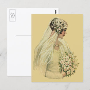 Cartão Postal Casamento vintage, Retrato de Noiva Vitoriana