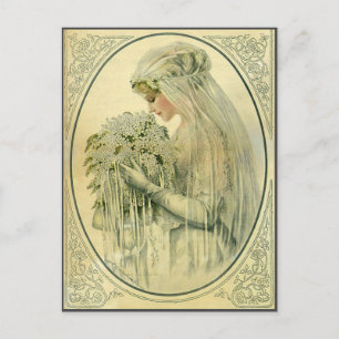 Cartão Postal casamento vintage, Retrato de Noiva Vitoriana
