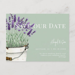 Cartão Postal Casamento Vintage Sage & Lavender Salve a nossa da