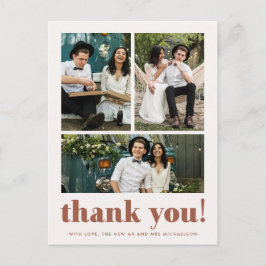 Cartão Postal Casamento Whimsical Obrigado Terracotta Três Foto