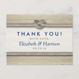 Cartão Postal Casando Rustic Beach Weding Obrigado