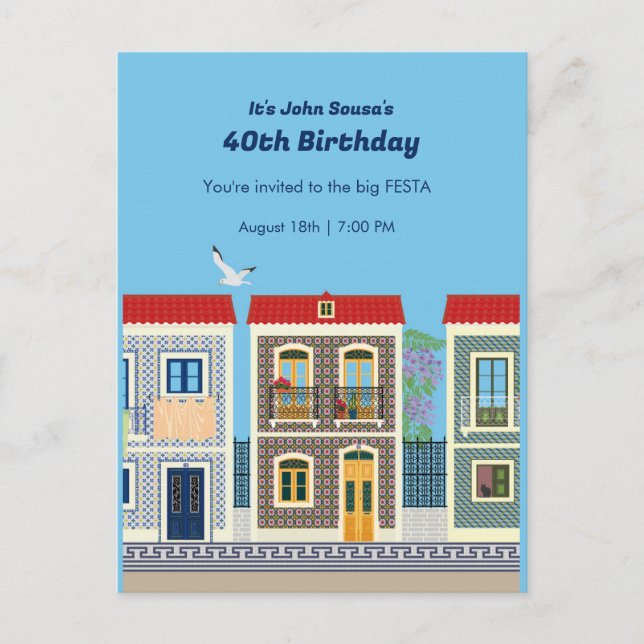 Cartão Postal Casas bonitas em português com azulejos ou azulejo (Frente)