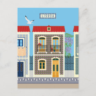 Cartão Postal Casas bonitas em português com azulejos ou azulejo
