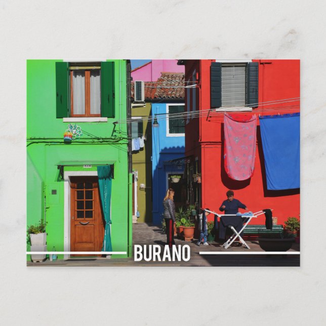 Cartão Postal Casas Coloridas Burano (Frente)