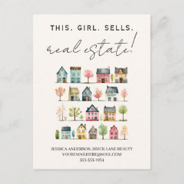 Cartão Postal Casas Coloridas Fofas Essa Garota Vende Imóveis 