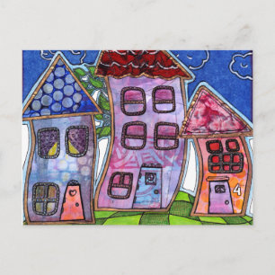 Cartão Postal Casas Coloridas Funky