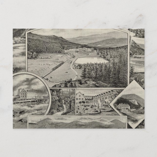 Cartão Postal Casas da Montanha Branca de Barron & Merrill, NH (Frente)