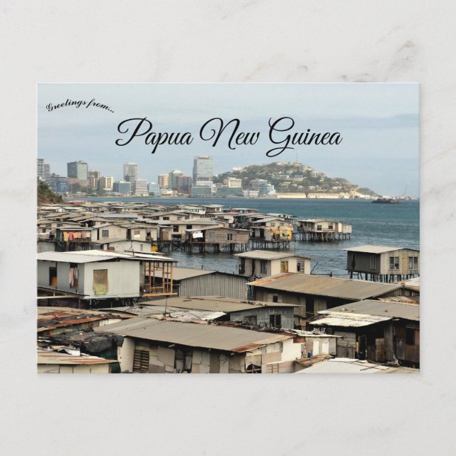 Cartão Postal Casas de Inclinação em Port Moresby Papua-Nova Gui (Frente)