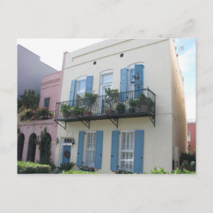 Cartão Postal Casas de Linha Arco-Íris, Charleston SC Cartão-p