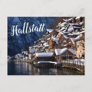 Cartão Postal Casas de madeira ao largo de Hallstatt, Áustria