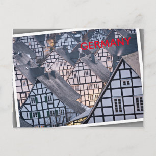 Cartão Postal Casas de meia-madeira em Freudenberg, Alemanha