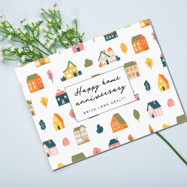 Cartão Postal Casas de Outono Coloridas Aniversário de Casa