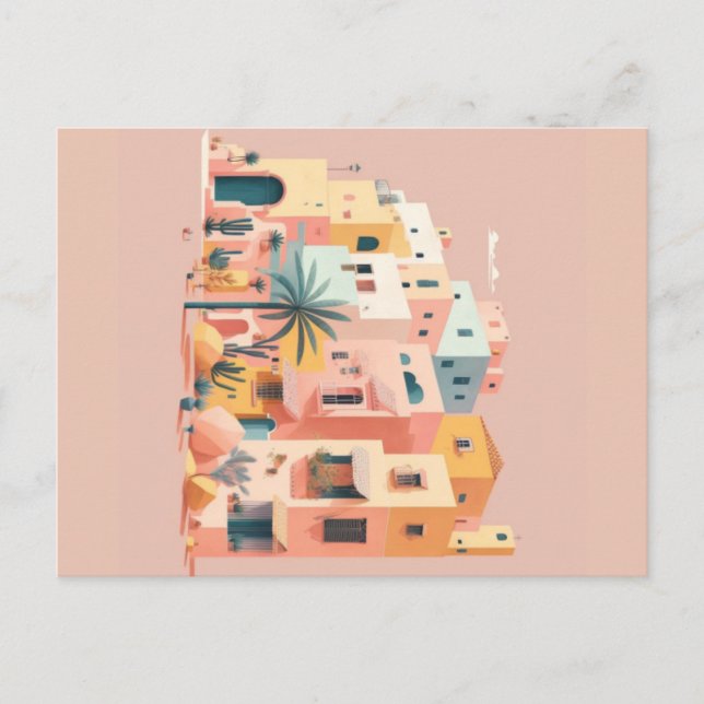 Cartão Postal Casas de paisagem urbana (Frente)