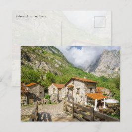 Cartão Postal Casas de Pedra Tradicionais em Bulnes, Astúrias
