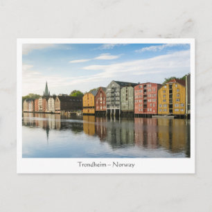 Cartão Postal Casas de Trondheim na Noruega