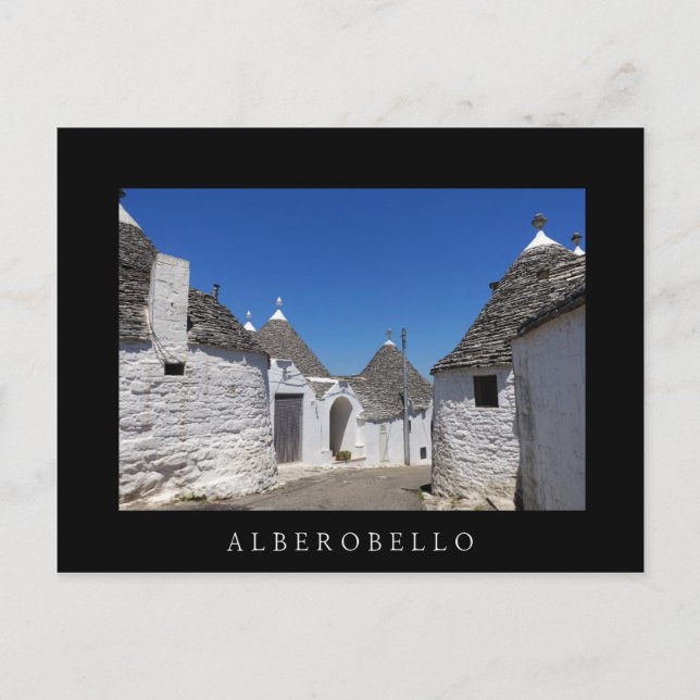 Cartão Postal Casas de Trulli, Alberobello, Puglia - Cartaz pret (Frente)