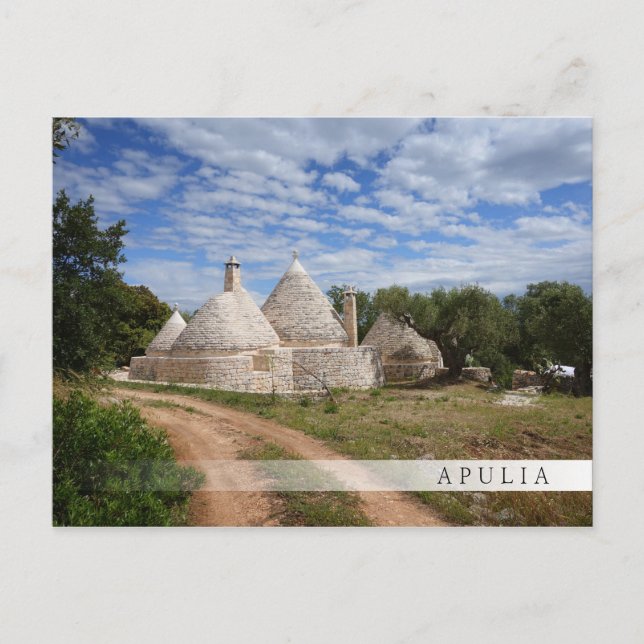 Cartão Postal Casas de Trulli na Apúlia/Apúlia (Frente)