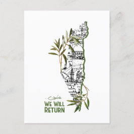 Cartão Postal Casas dentro do mapa, abraçadas por ramos de olive