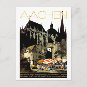 Cartão Postal Casas em Aachen, Alemanha, viagem vintage