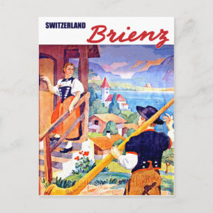 Cartão Postal Casas em Brienz, Suiça