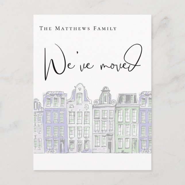 Cartão Postal Casas Pintadas Aquarela Novo Anúncio Residencial (Frente)