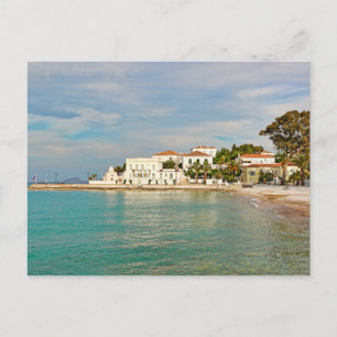 Cartão Postal Casas tradicionais na cidade da ilha de Spetses,
