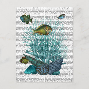 Cartão Postal Cascas e Corais de Azul de Peixe