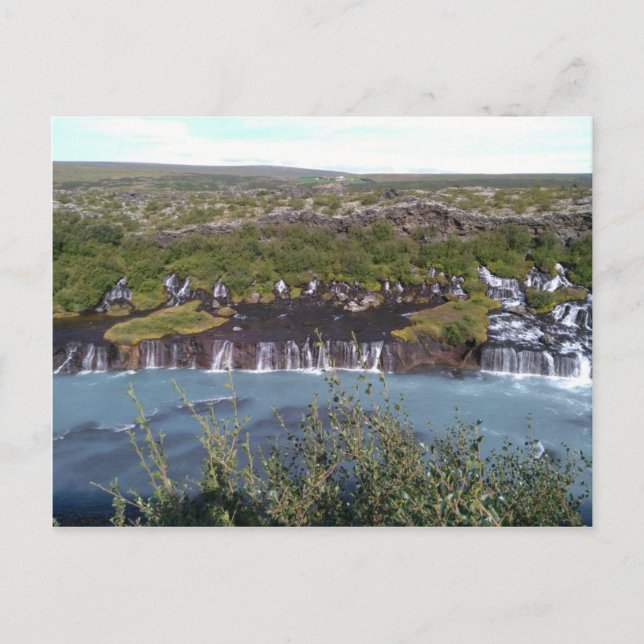 Cartão Postal Cascata de Hraunfossar na Islândia (Frente)