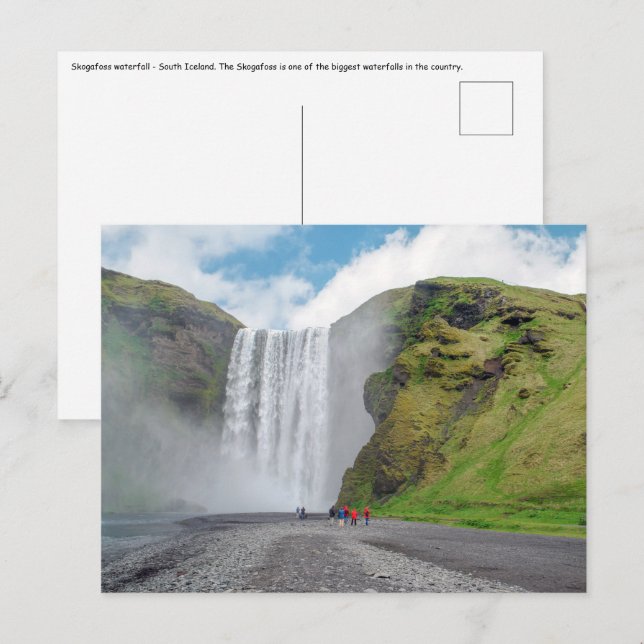 Cartão Postal Cascata de Skogafoss - Aldeia de Skogar, Islândia (Frente/Verso)