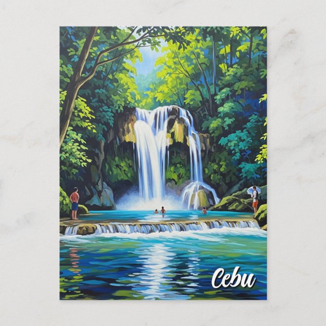 Cartão Postal Cascata em Cebu Filipinas Vintage (Frente)