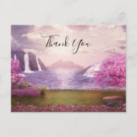 Cascatas & Cerejeiras ao redor de um Lago Obrigado