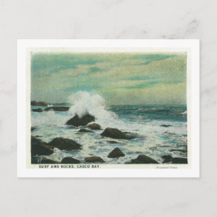 Cartão Postal Casco Bay, MaineSurf e Beach Rocks