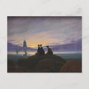 Cartão Postal Caspar David Friedrich - Moonrise sobre o mar