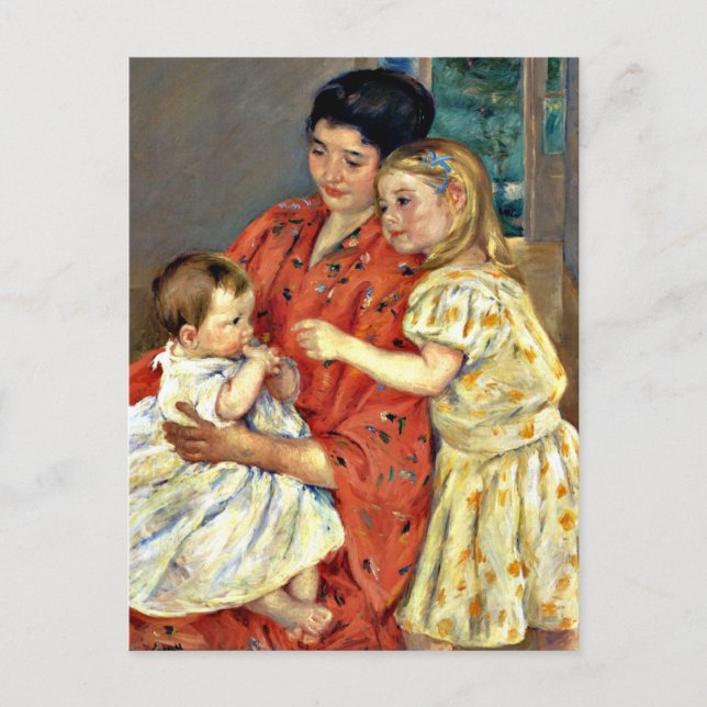 Cartão Postal Cassatt - Mãe e Sara Admirando o Bebê, (Frente)